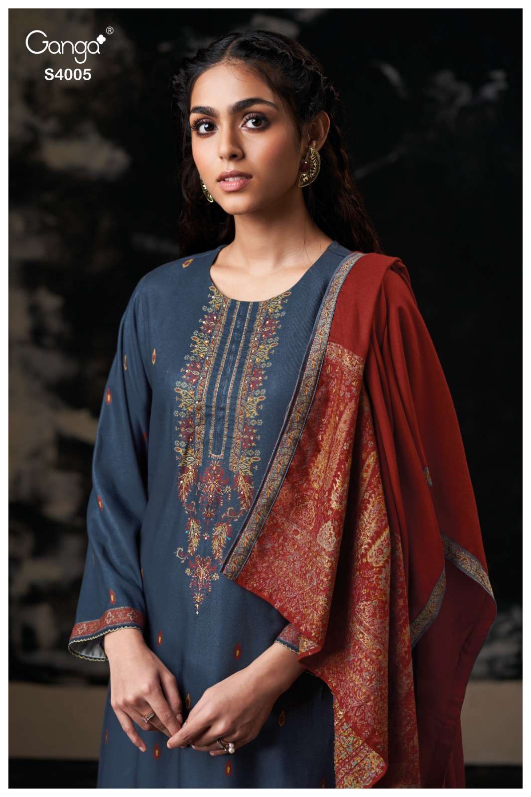 Ganga Fashion Namya 4005 Pure Pashmina Premium Design Suit Winter Collection view 2