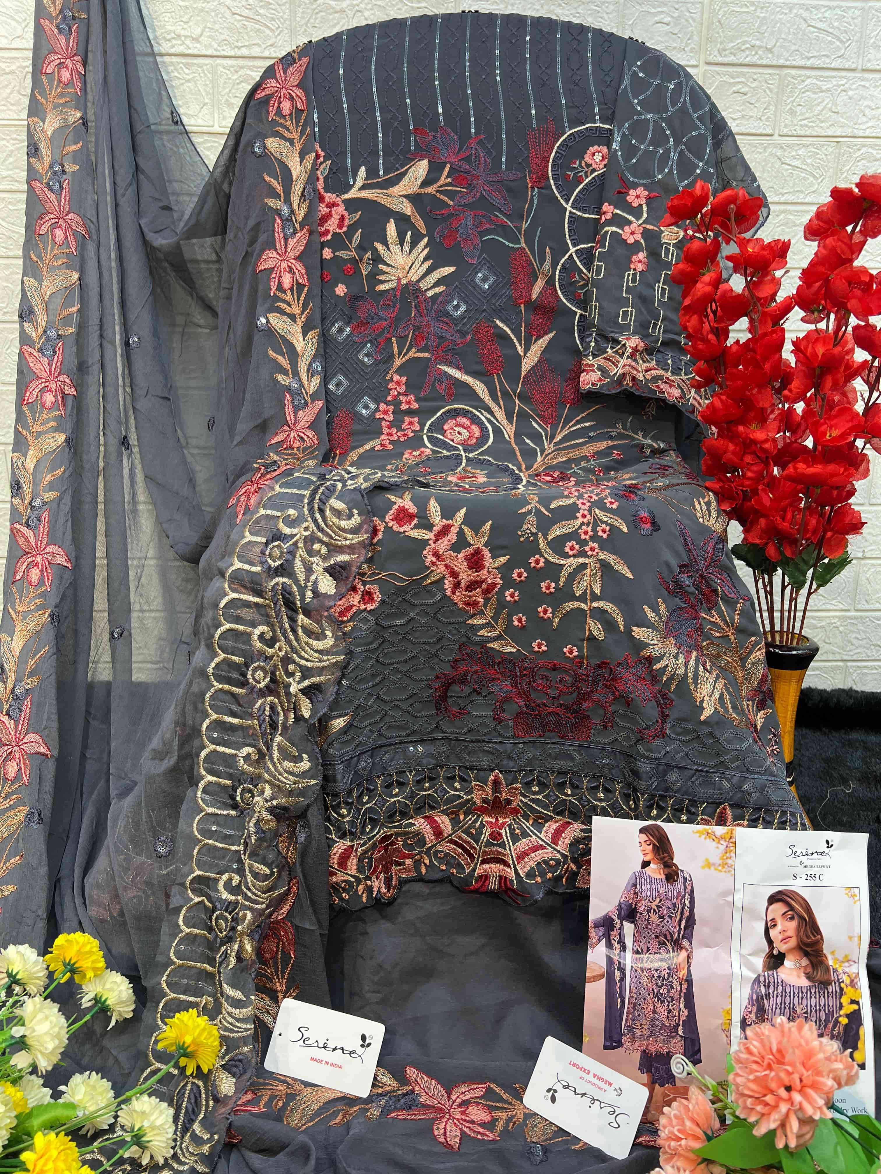 Serine S-255 C Heavy Embroidered Festive Suit view 2