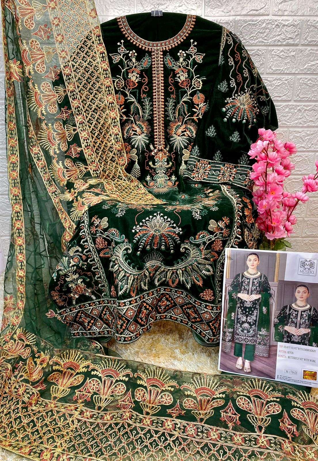 Mushq M 170 Colors Velvet Pakistani Suit Collection view 8