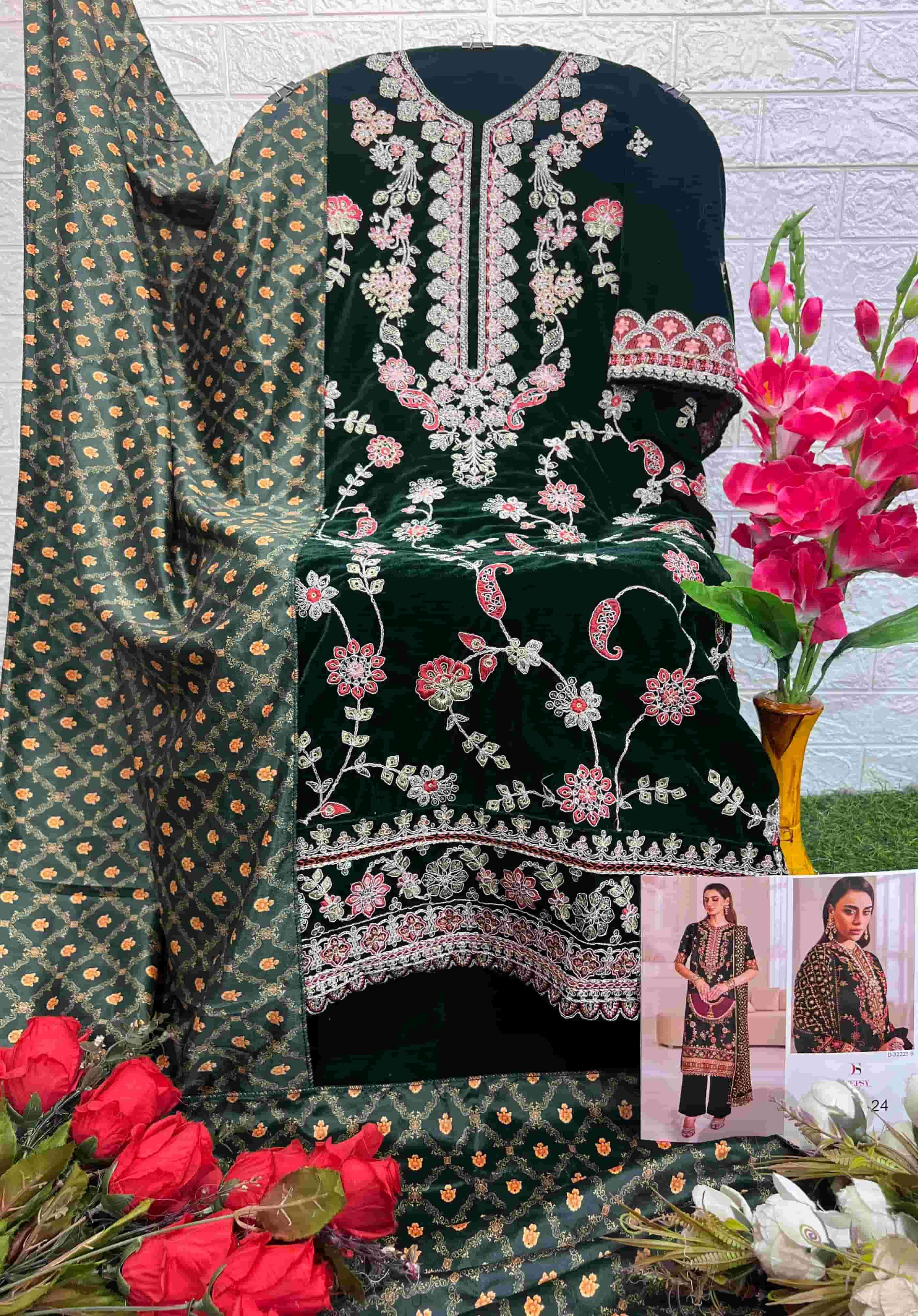 Deepsy D 32223 B Festive Wear Style Designer Pakistani Velvet Suit view 2