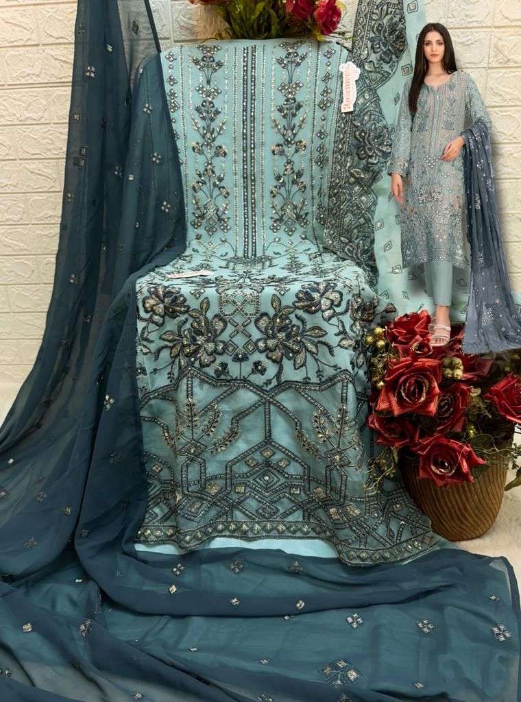 Fepic C 1731 Colors Pakistani Designer Georgette Embroidered Dress Wholesalers view 7