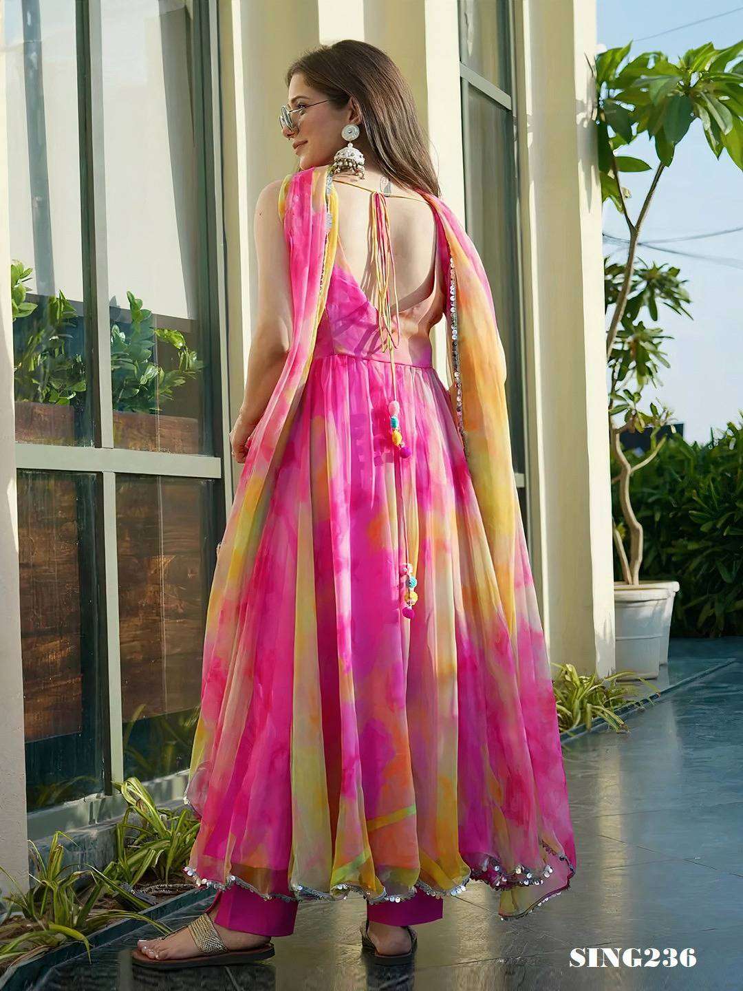 Arya Designs Sing236 Fancy Organza Traditional Dress New Arrivals view 3