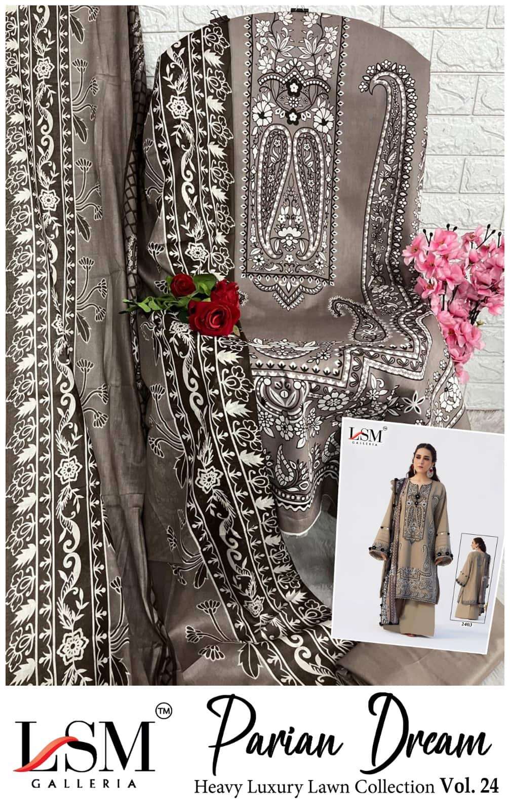 Lsm Parian Dream Vol 24 Printed Pure Lawn Dress Material view 4