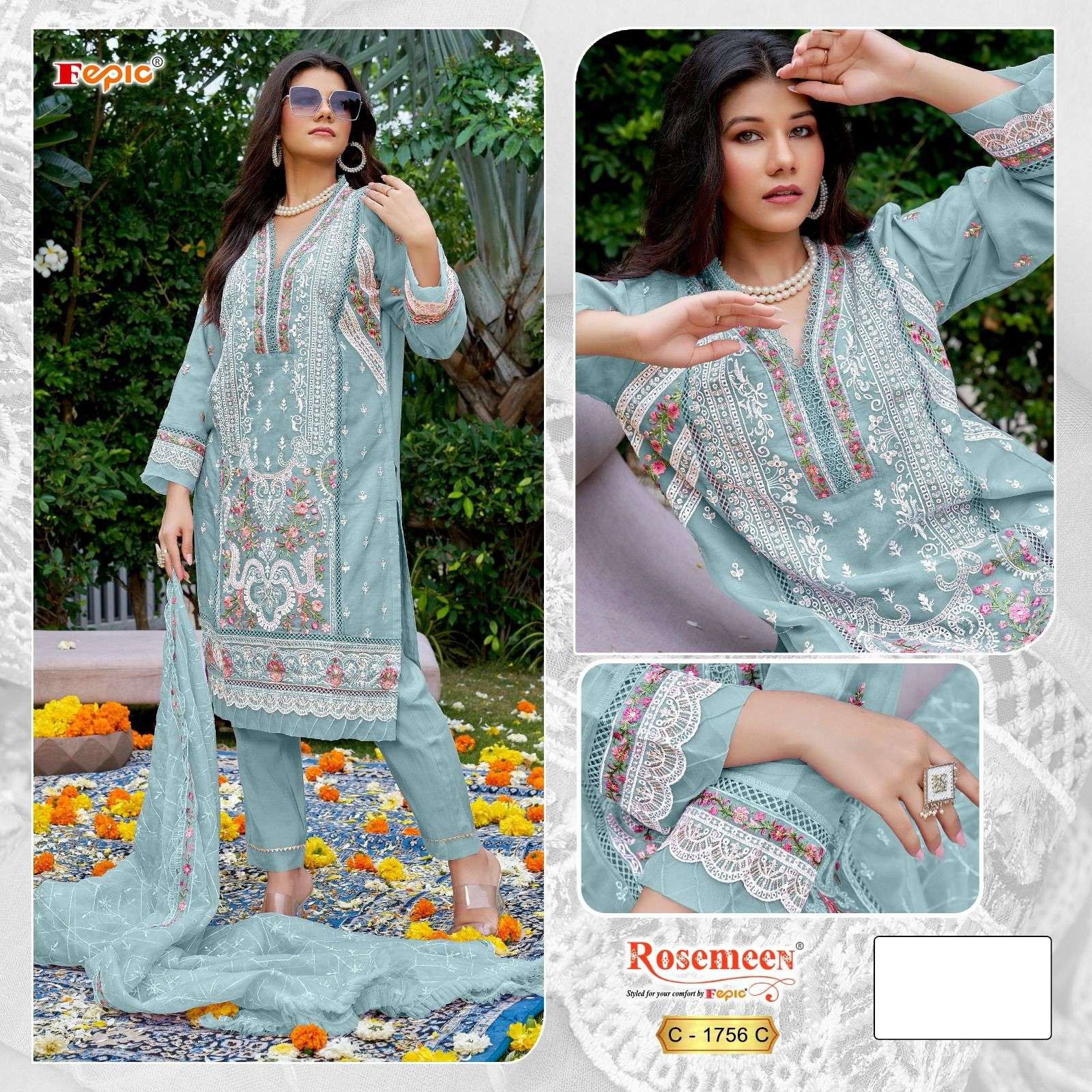 Fepic C 1756 Colors Heavy Embroidered Pakistani Suit Exporters view 2