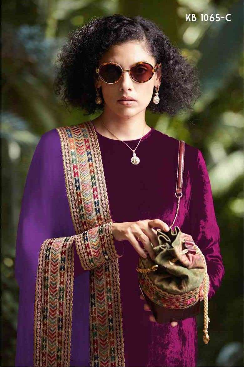 Kb Series Kb 1065 Traditional Partywear Velvet Salwar Suit view 5