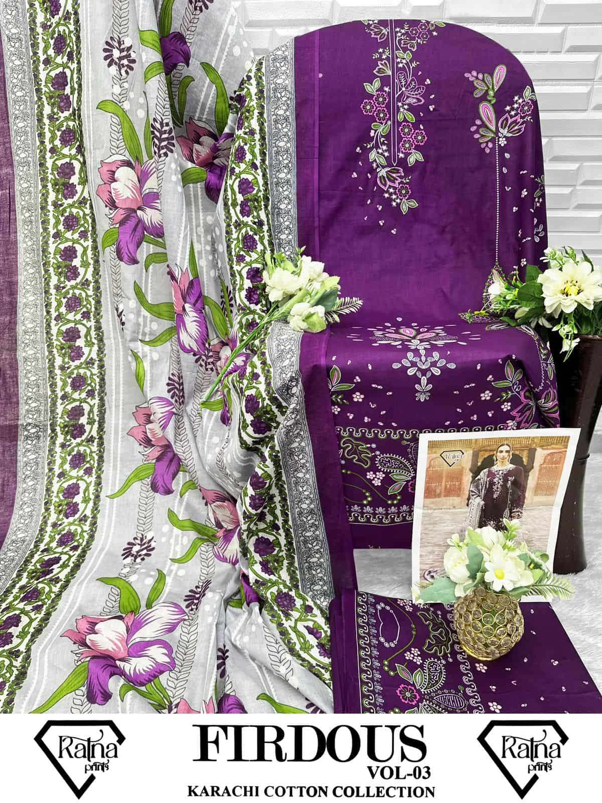 Firdous Vol 3 Heavy Cotton Unstitched Suit view 6