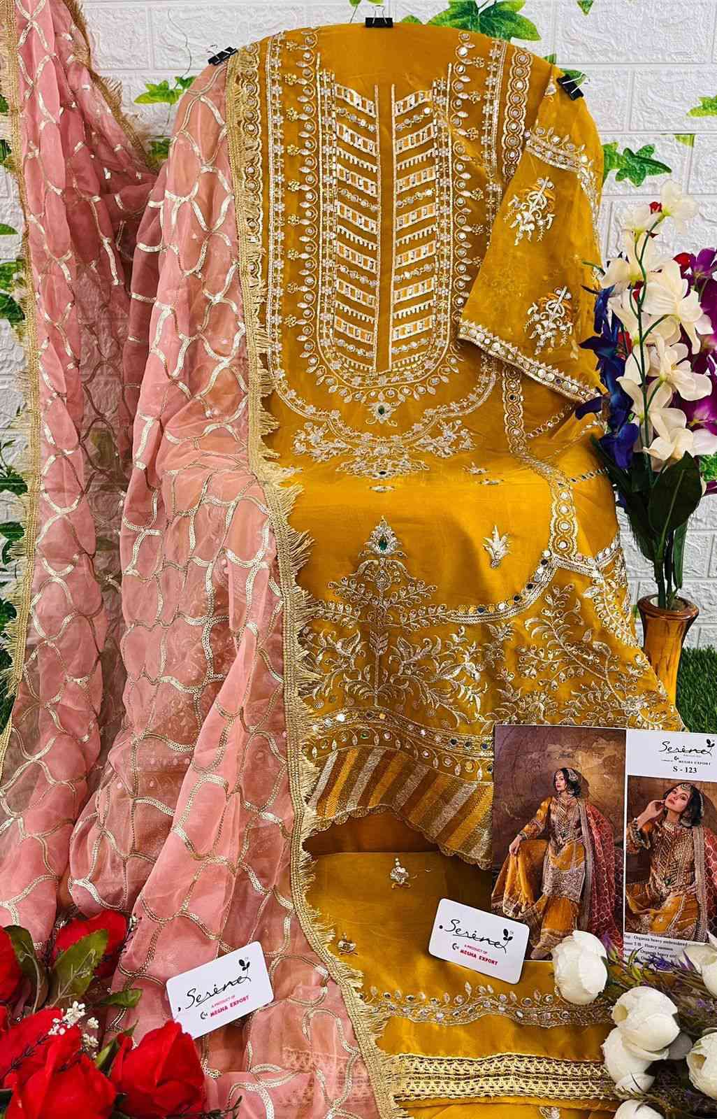 Serine S-123 Heavy Embroidered Organza Salwar view 2