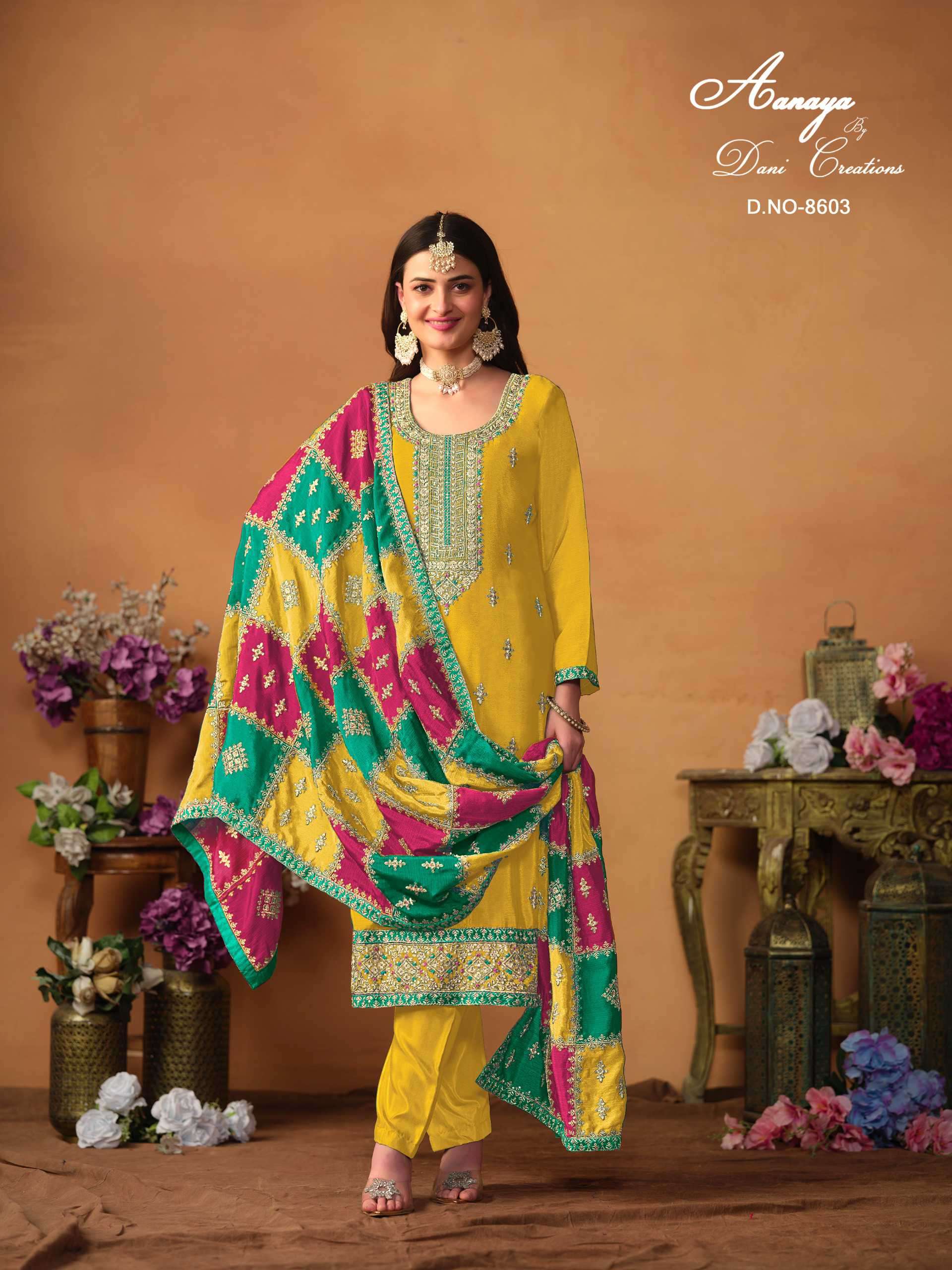 Aanaya Vol 186 8601 To 8603 Designer Work Ladies Dress Festive Collection view 3