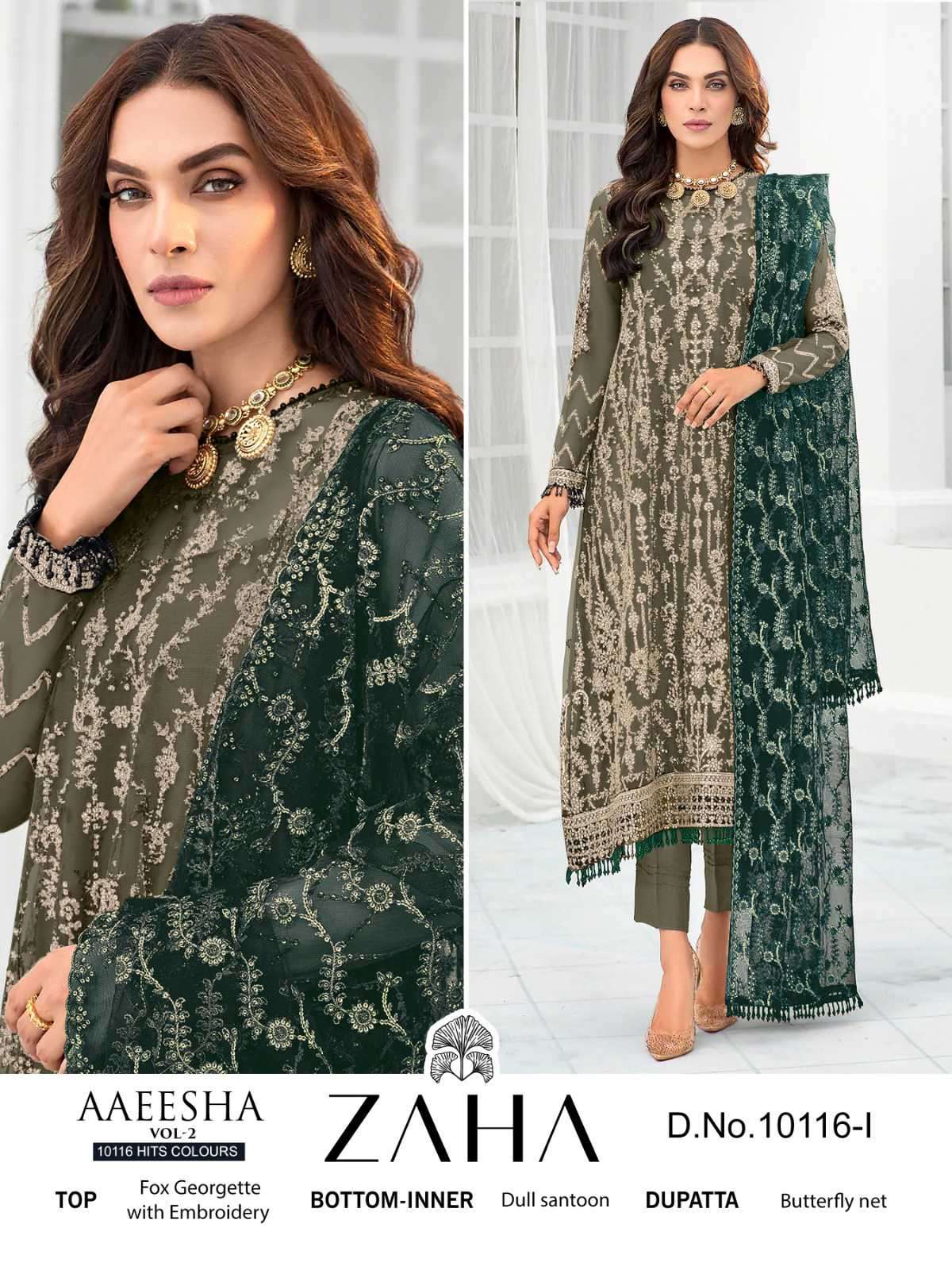 Zaha Aaeesha Vol 2 10116 Hits Colours 3 Designer Pakistani Dress view 2
