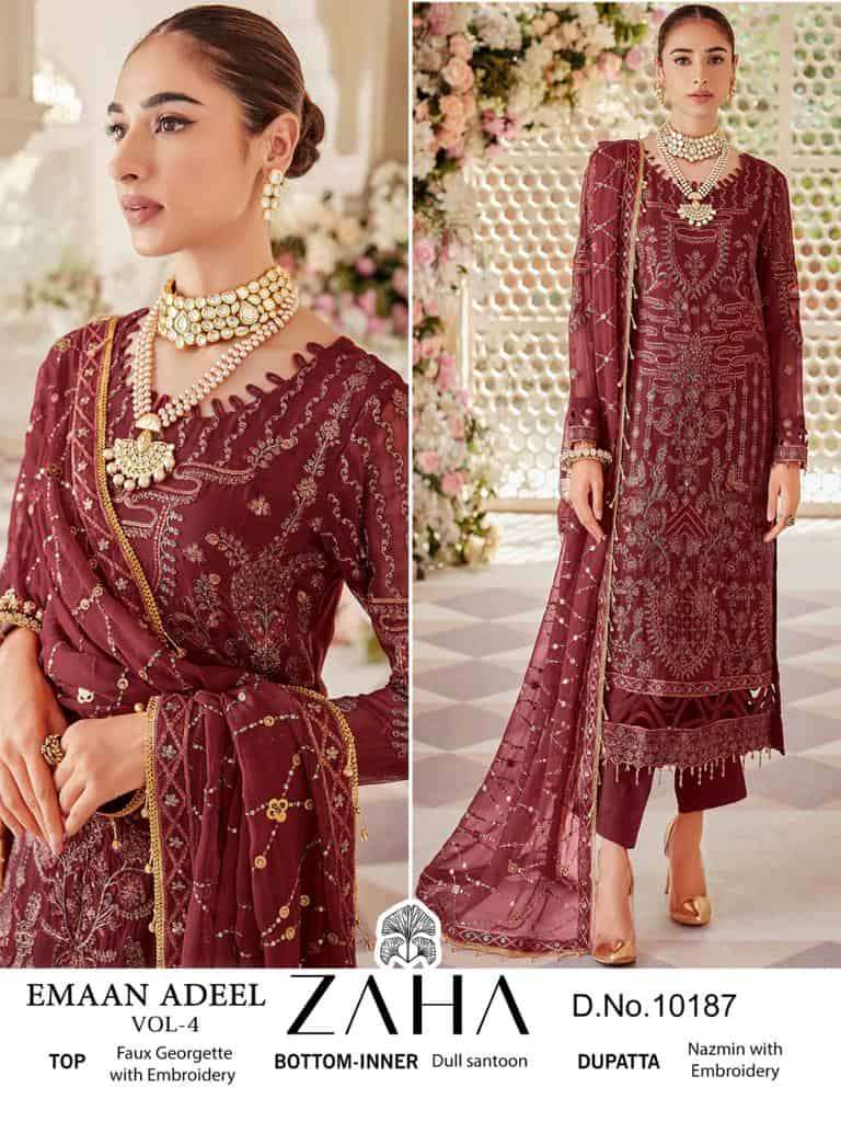 Zaha Emaan Adeel Vol 4 Pakistani Latest Designs Party Wear Suit Catalog Collection view 3