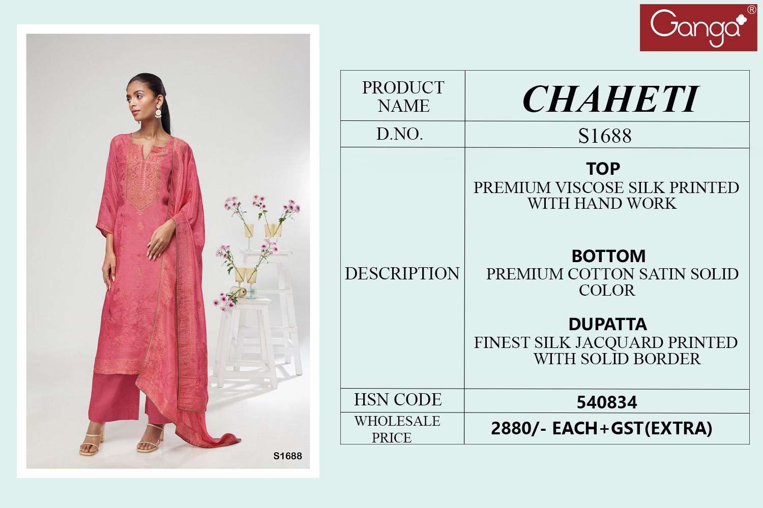 Ganga Chaheti 1688 Partywear Silk Branded Traditional Dress Collection view 4