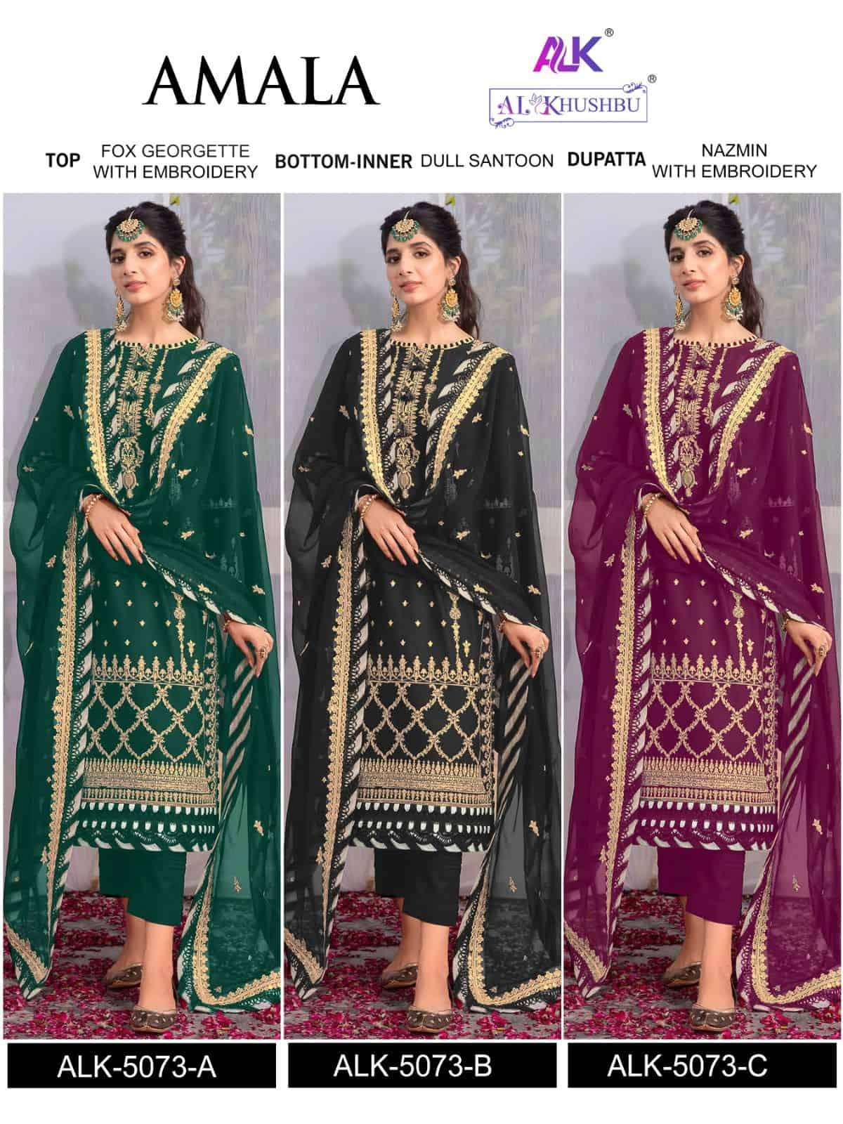 Al Khushbu Amala Vol 1 5073 Colors Pakistani Festive Wear Salwar Suit Wholesalers view 4