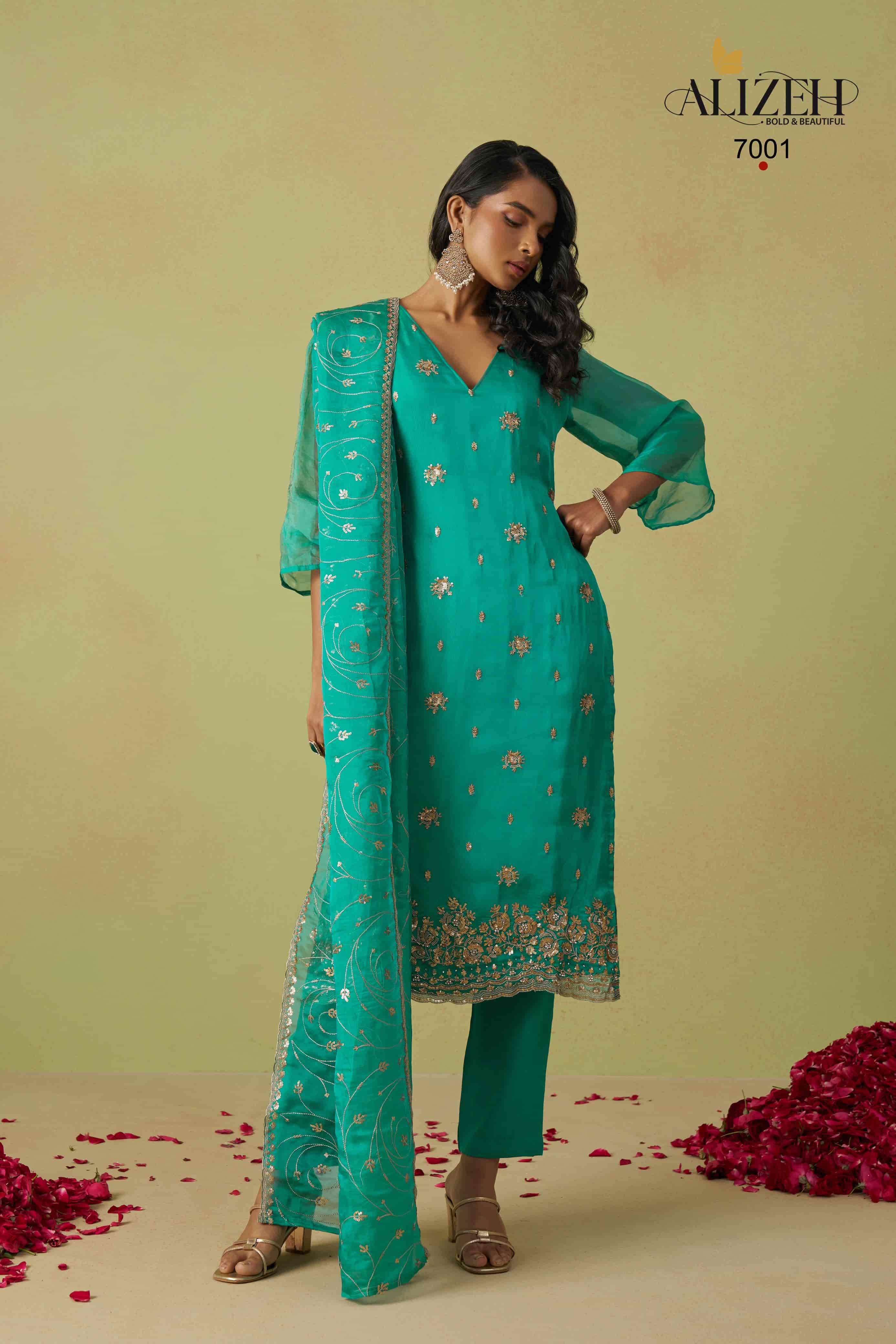 Alizeh Gulaabo 7001 to 7004 Shimmer Organza Salwar Suits view 7