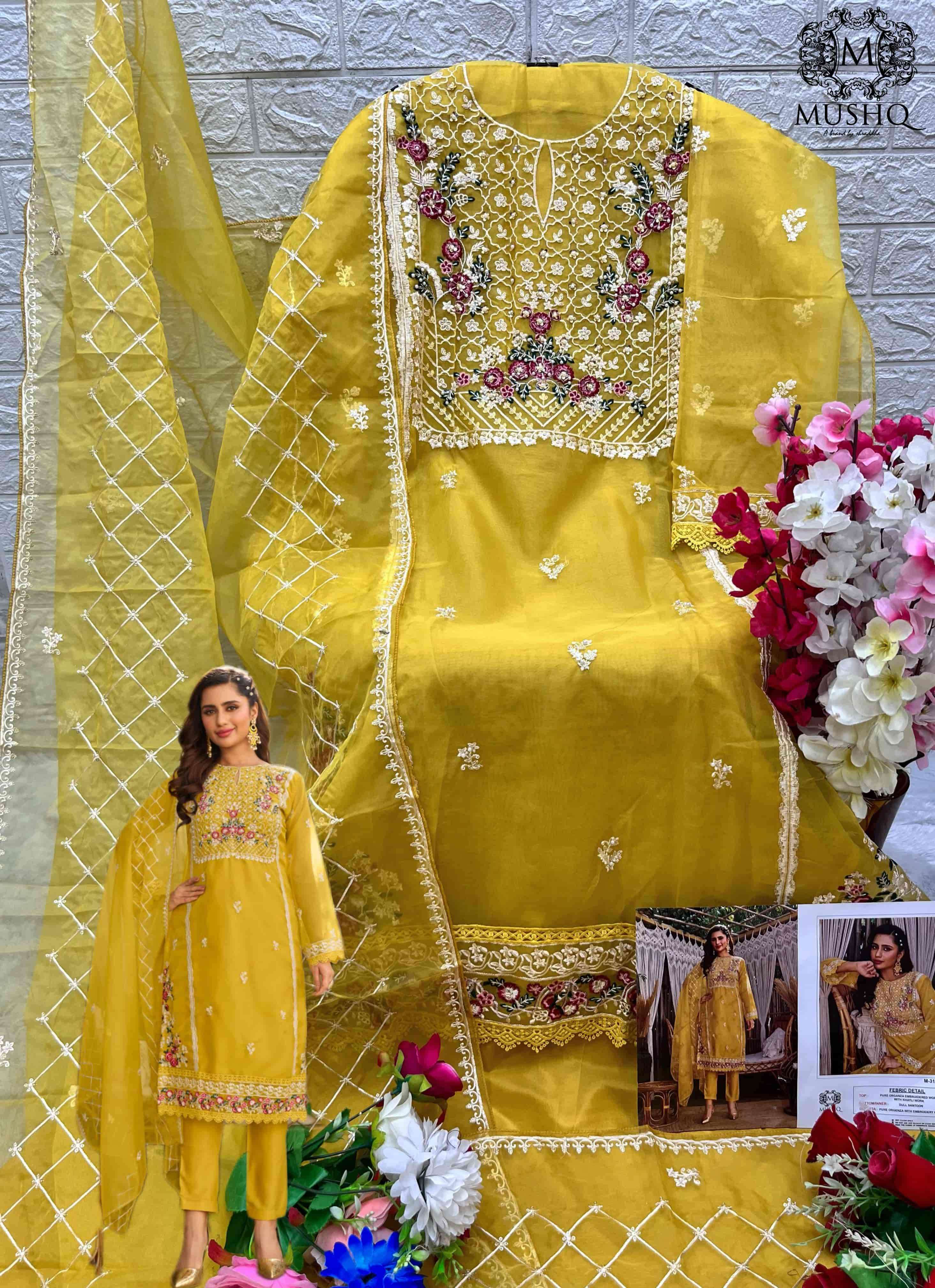 Mushq Embroidered Organza Unstitched Suit view 2