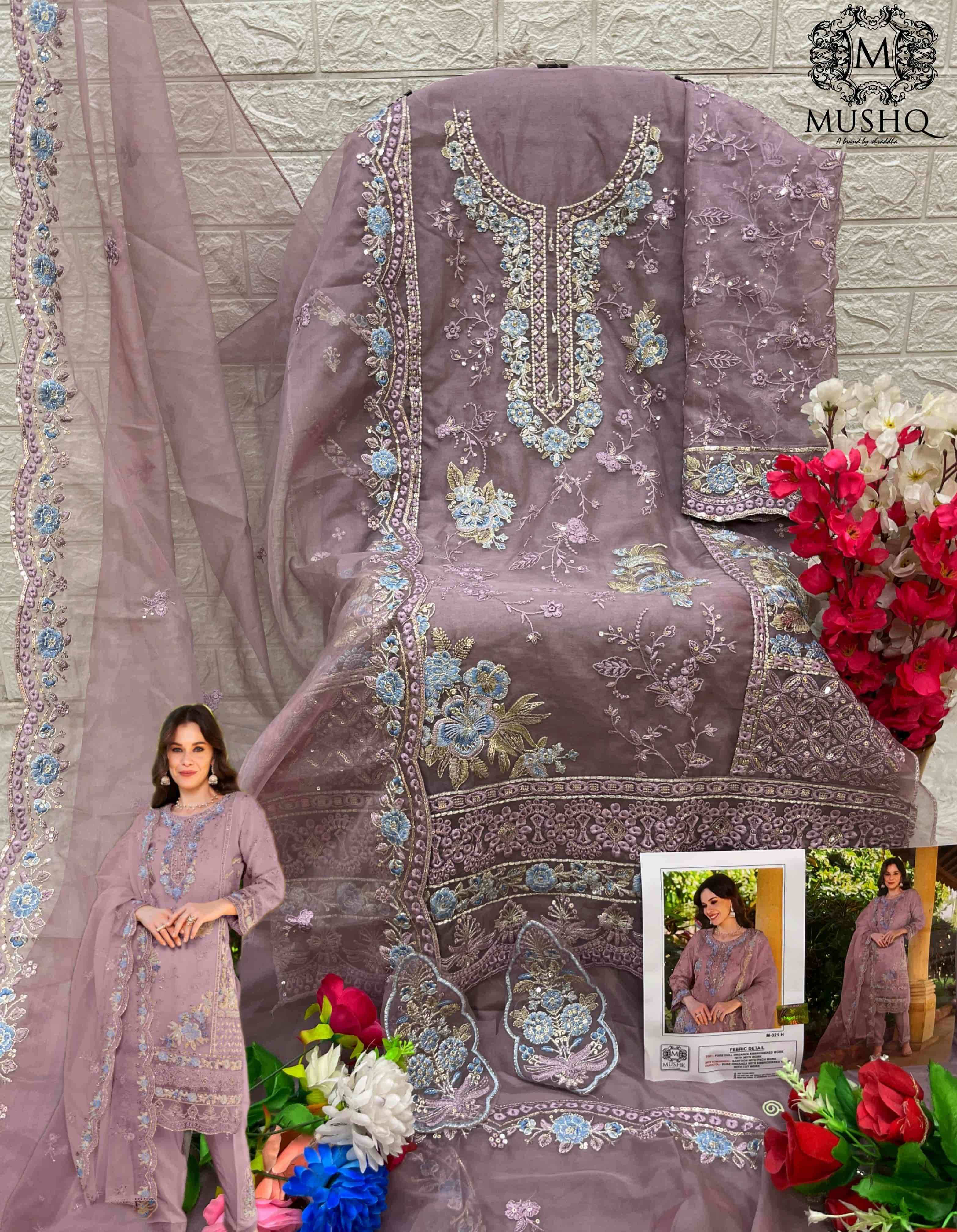 Mushq M-321 H Festive Embroidered Organza Suit view 2