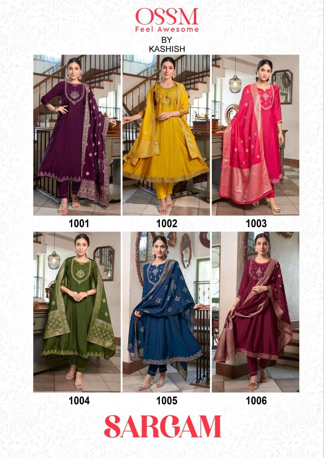Ossm Sargam Stylish Anarkali Kurti Pant Dupatta Set New Designs view 8