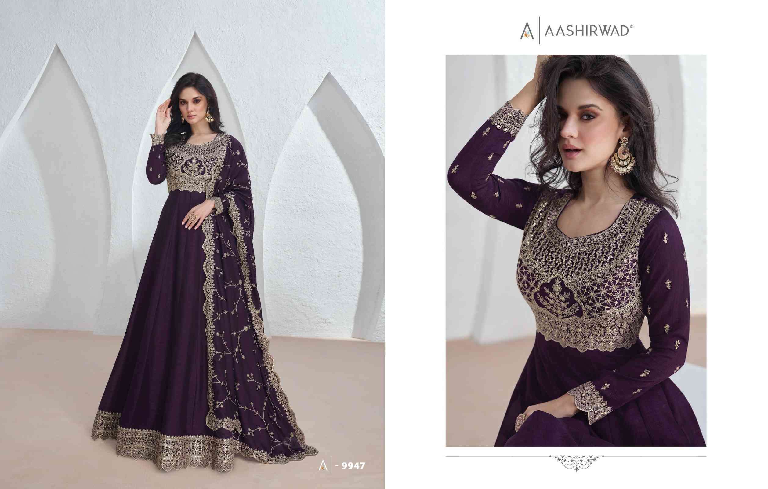Aashirwad Saroj 9943 To 9947 Partywear Designer Gown view 9
