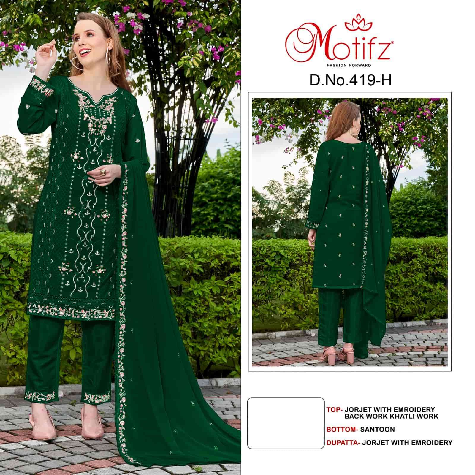 Motifz 419 Colors Festive Wear Style Designer Pakistani Salwar Suit Wholesalers view 5
