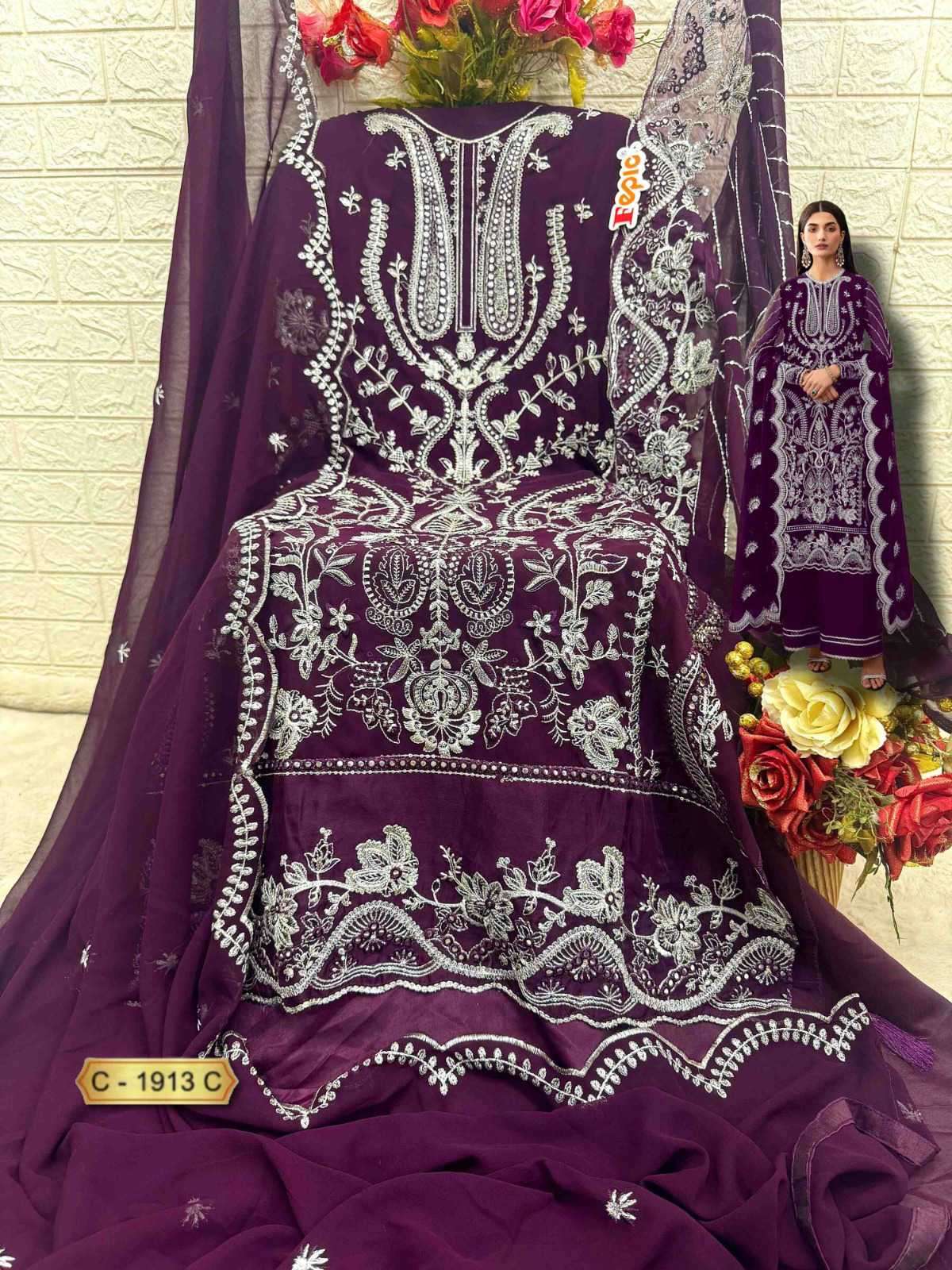Fepic C 1913 Colors Designer Work Georgette Suit Pakistani Concept view 4