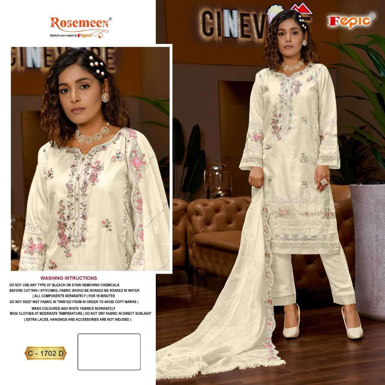 Fepic Rosemeen Organza Pakistani Unstitch Suit view 9
