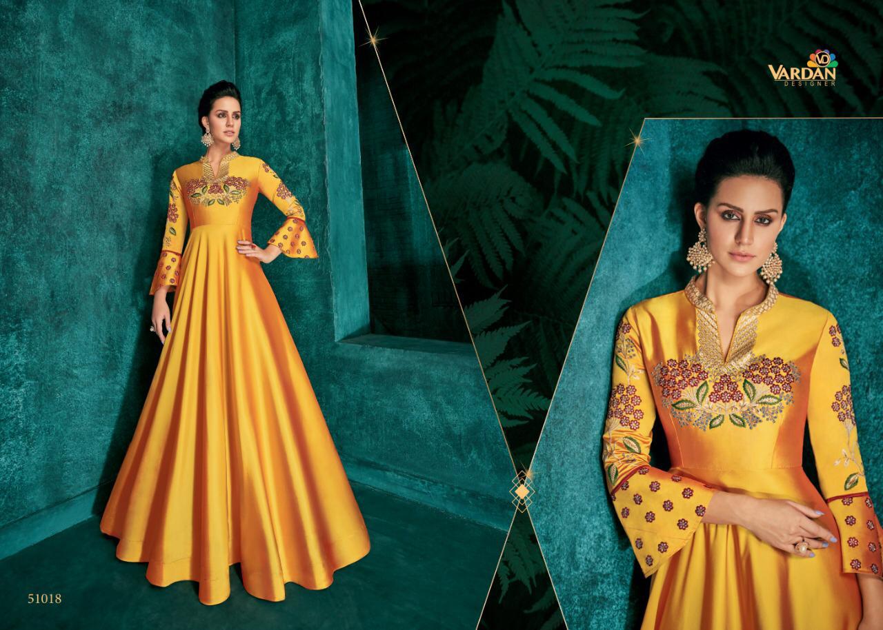 Vardan designer Rozi vol 1 Silk partywear Gown Collection view 11