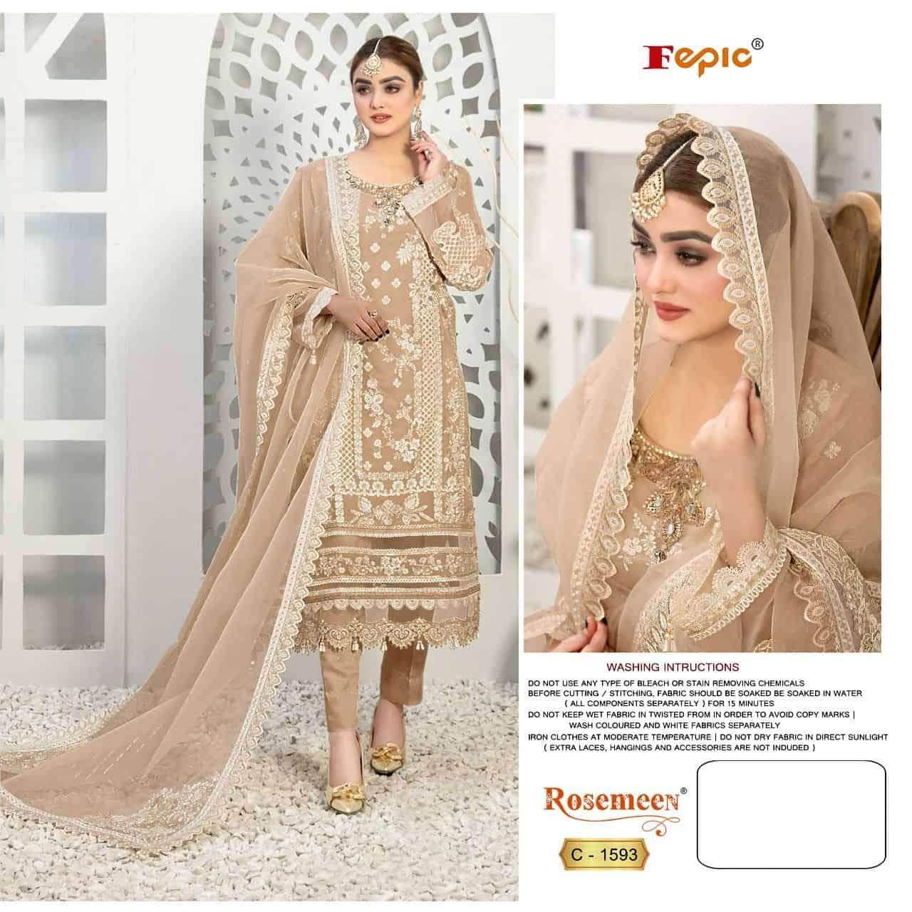 Fepic C 1593 Colors Party Wear Style Heavy Designer Pakistani Suit Wholesalers view 2