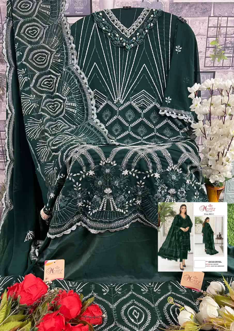Motifz 403 Colors Pakistani Exclusive Designer Style Party wear Suit Wholesalers view 11