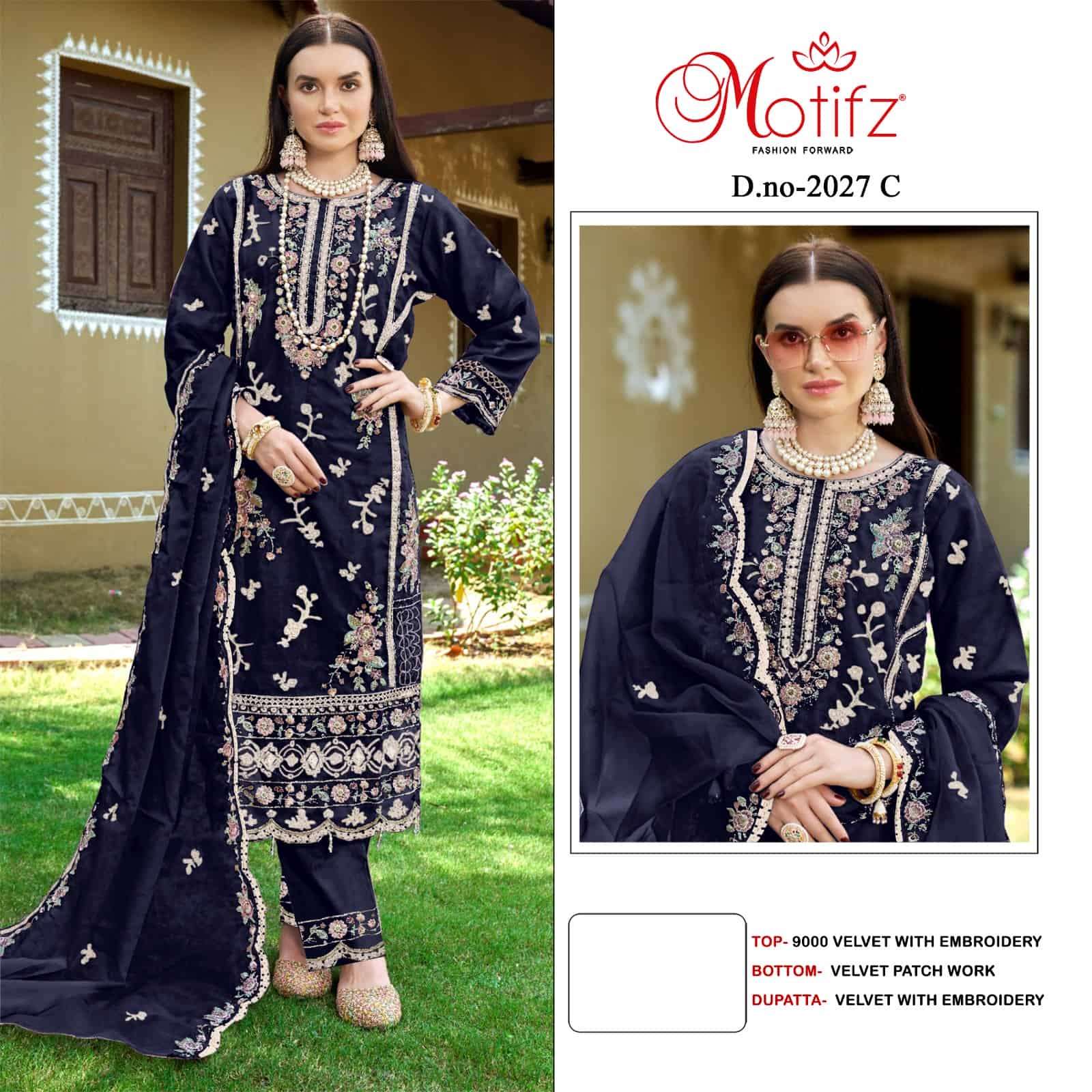 Motifz 2027 C Latest Designer Pakistani Velvet Salwar Suit Collection