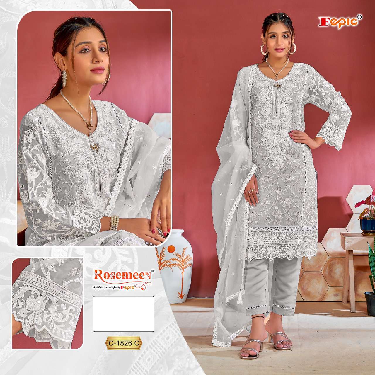 Fepic C 1826 Colors Heavy Embroidered Pakistani Suit Exporter view 3