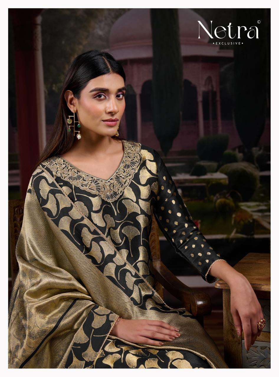 Netra Fara Black Edition Designer Jacquard Partywear Dress Collection view 2
