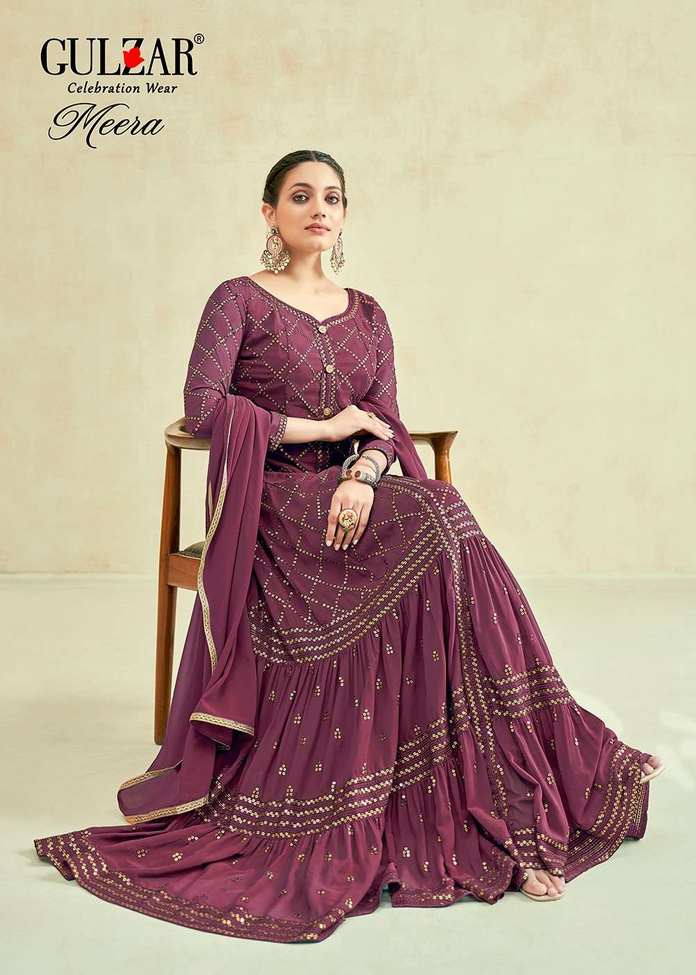 Gulzar Meera 2040 To 2041 Designer Ethnic Wear Gown Partywear Collection view 4