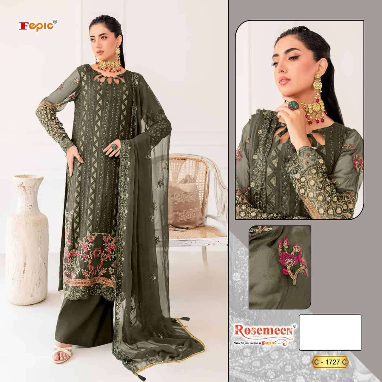 Fepic C 1727 Pakistani Designer Embroidered Salwar Suit Exporter