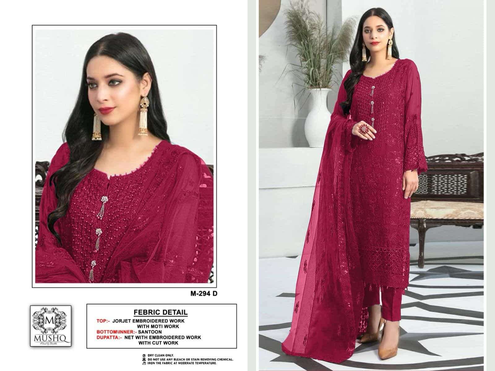 Mushq M 294 Colors Pakistani Latest New Designer Party Wear Suit Wholesalers view 5