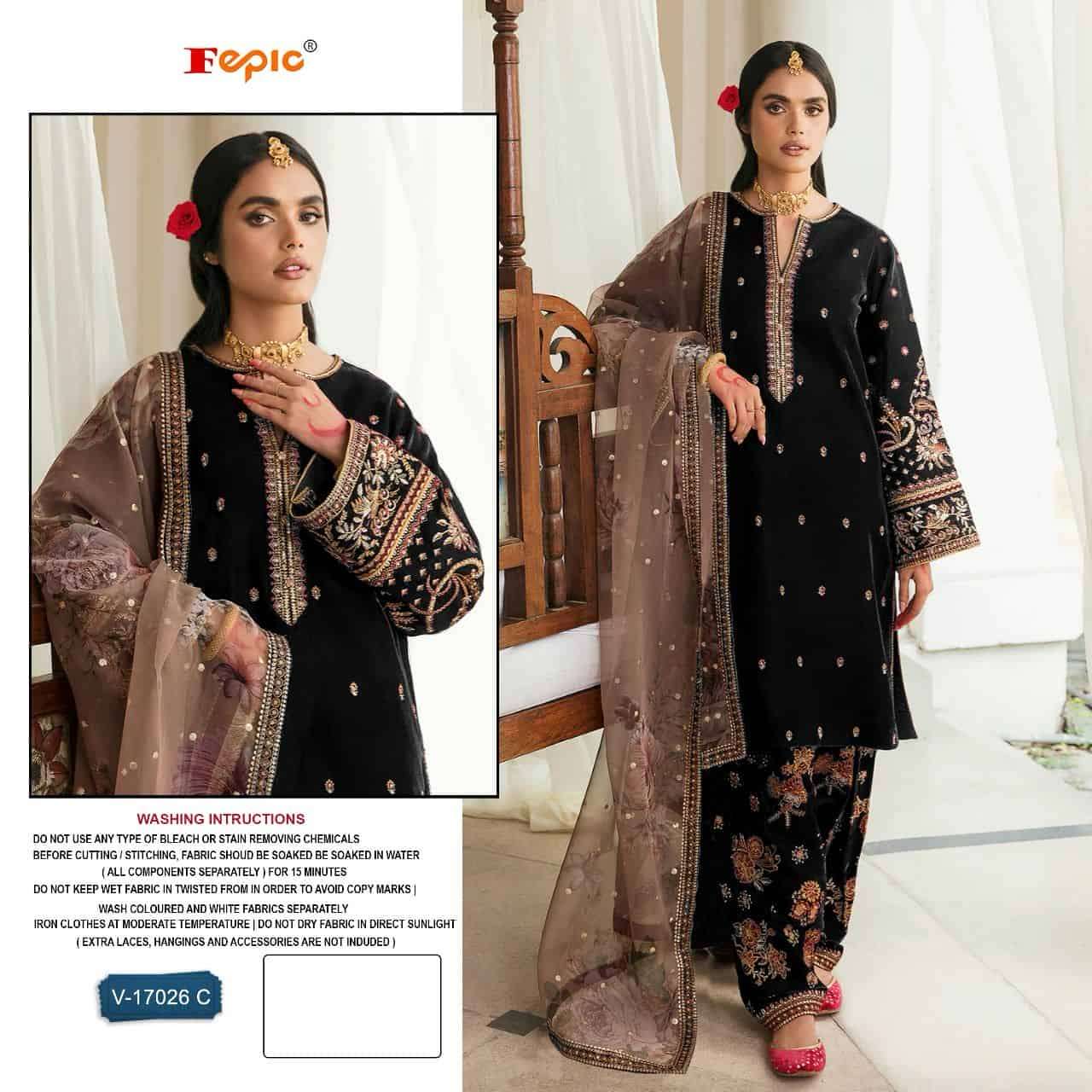 Fepic V 17026 C Exclusive Latest Designer Style Party Wear Pakistani Velvet Collection