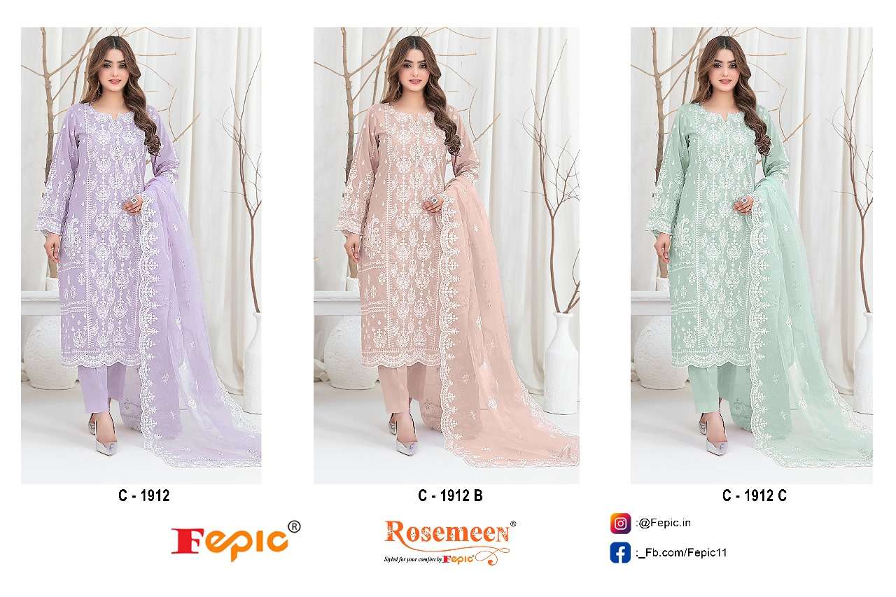 Fepic C 1912 Colors Pakistani Embroidered Georgette Suit view 4