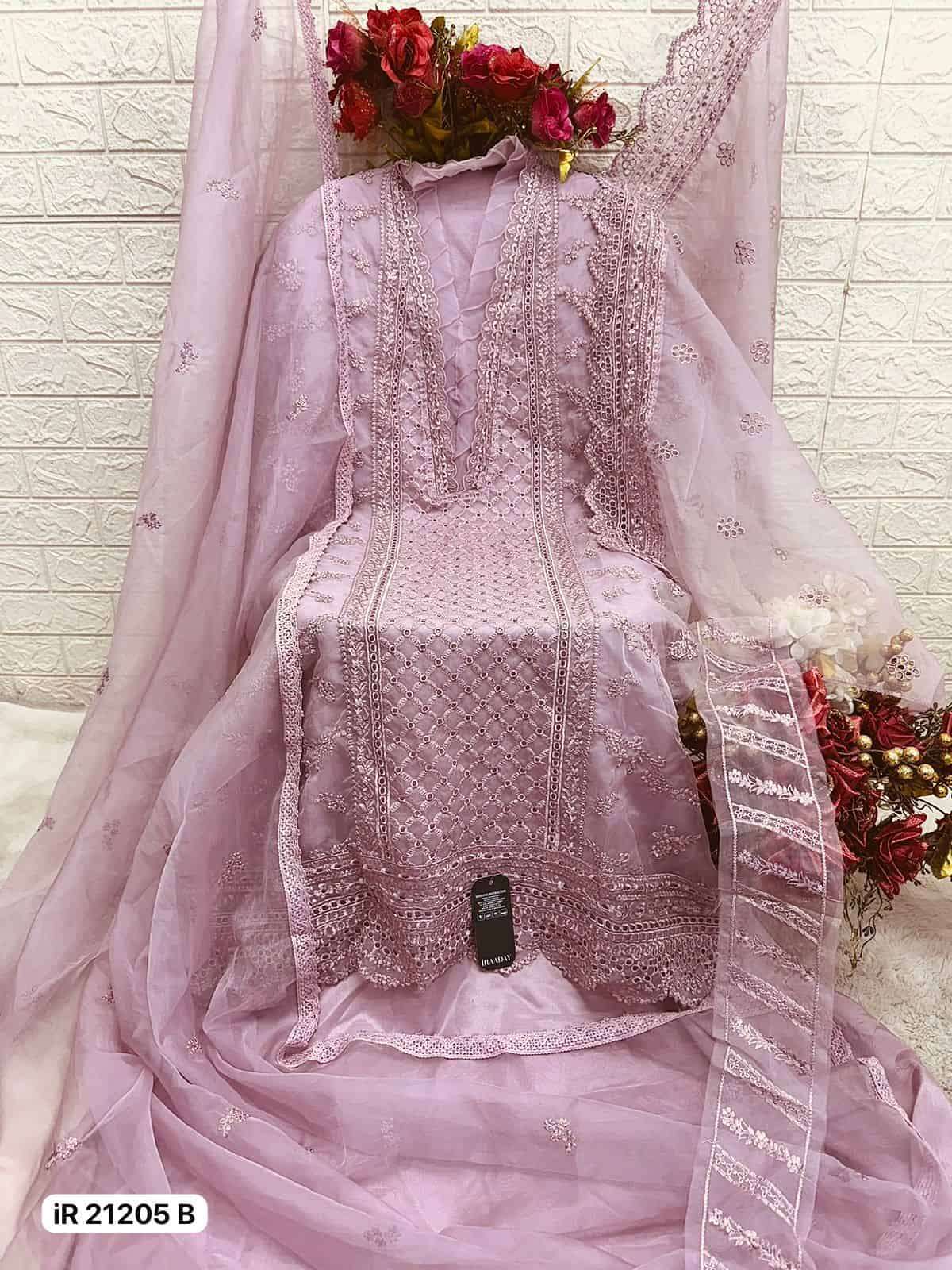 Fepic Iraaday IR 21205 Colors Fancy Embroidered Organza Suit Wholesalers view 7
