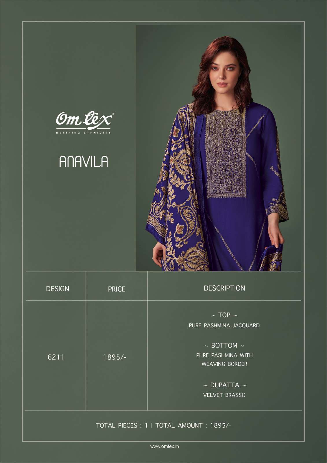 Omtex Anavila Designer Pashmina Jacquard Suit New Designs view 3