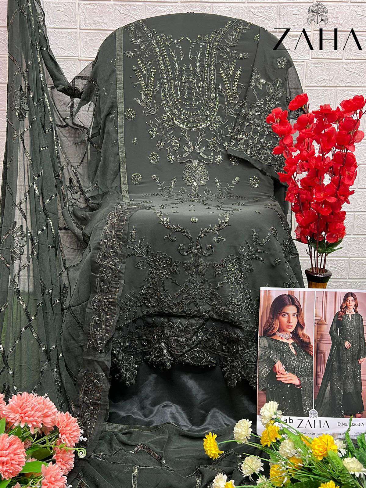 Zaha Aadab Vol 1 10203 Colors Fancy Georgette Pakistani Dress Wholesalers view 9