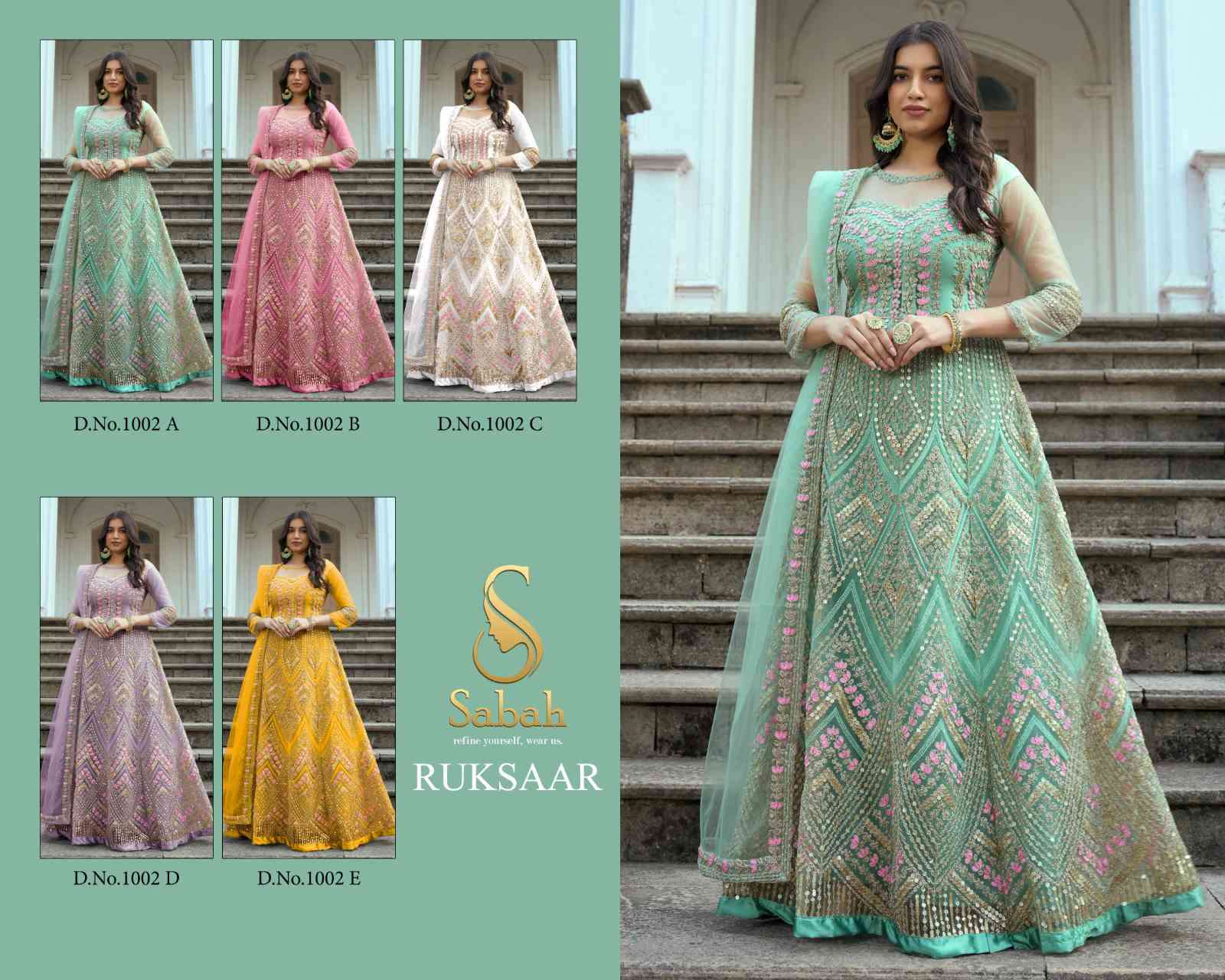 Fk Fashion Sabah Ruksaar 1002 Colors Designer Partywear Gown view 6