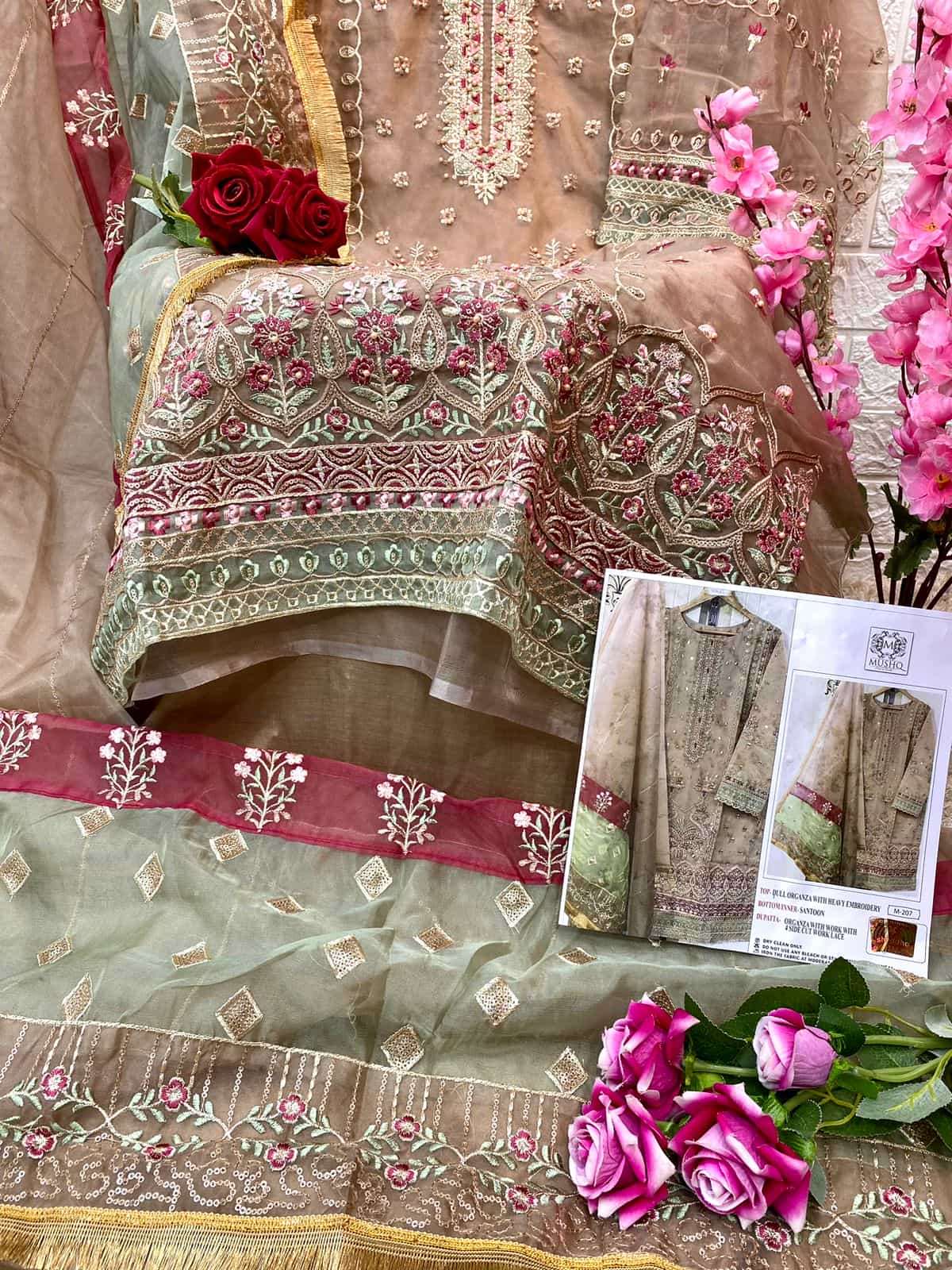 Mushq M-207 Organza Embroidered Salwar Suit view 6