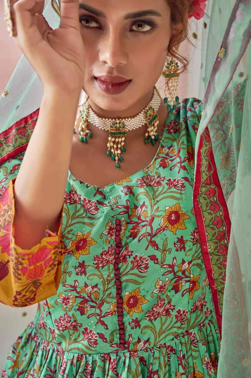 Tejasvee Kimaya 22001 To 2205 Partywear Silk Gown Dupatta Set view 21