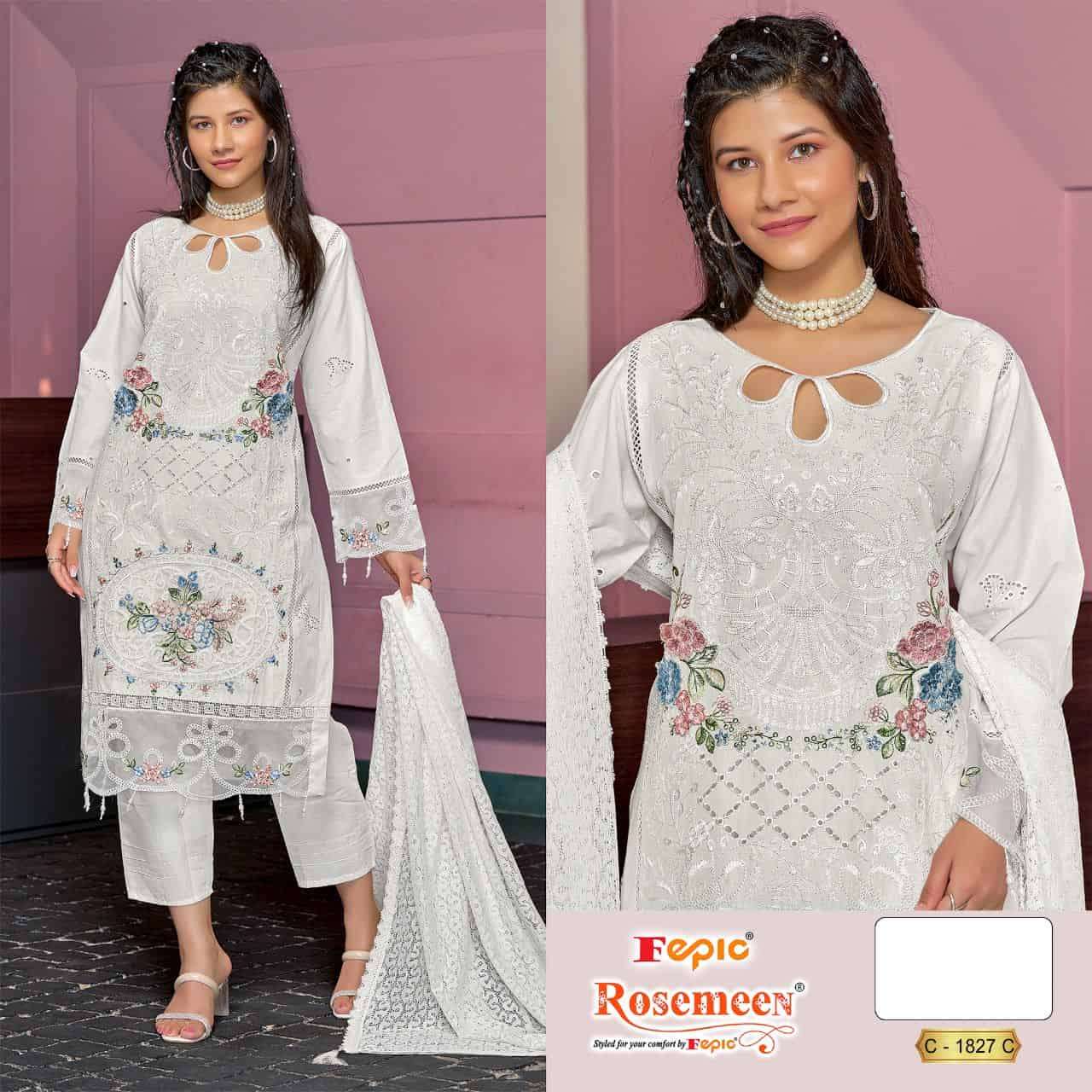 Fepic C 1827 C Latest Fancy Designer Embroidered Cotton Salwar Kameez Exporter