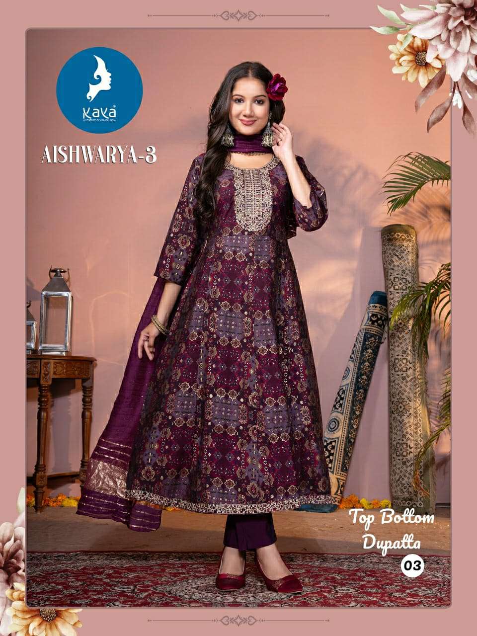 Kaya Aishwarya Vol 3 Anarkali Style 3 Piece Readymade Catalog view 6