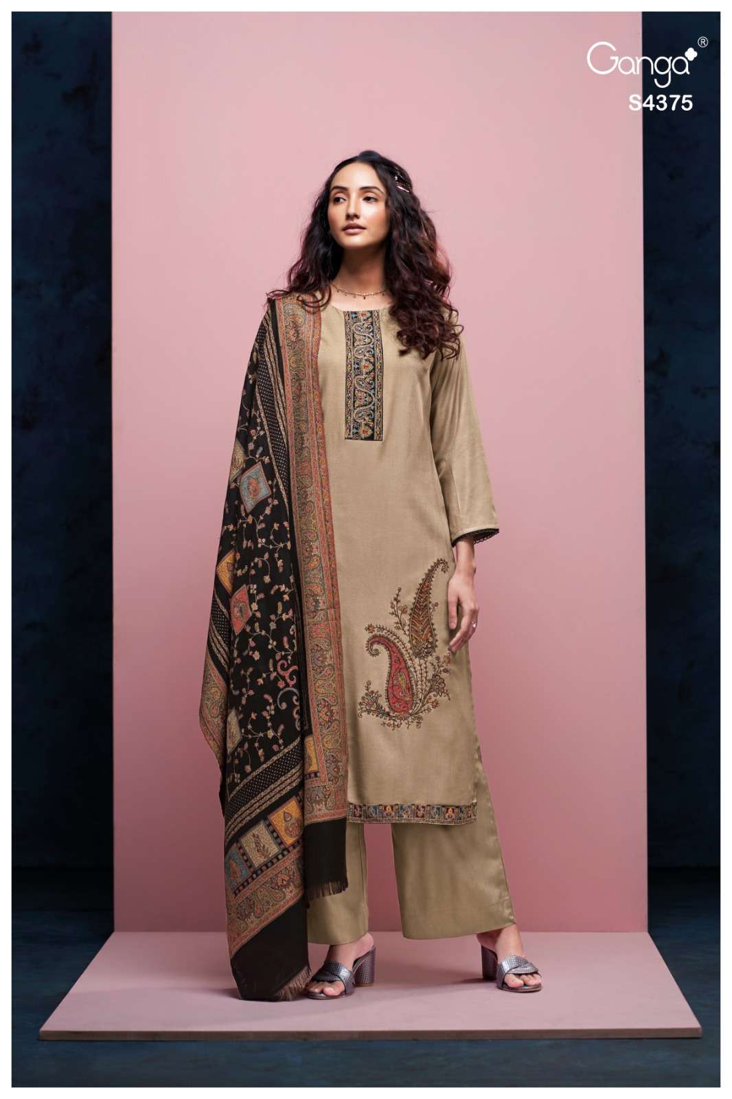 Ganga Fashion Diorra 4375 Fancy Pashmina Jacquard Suit Winter Collection view 2