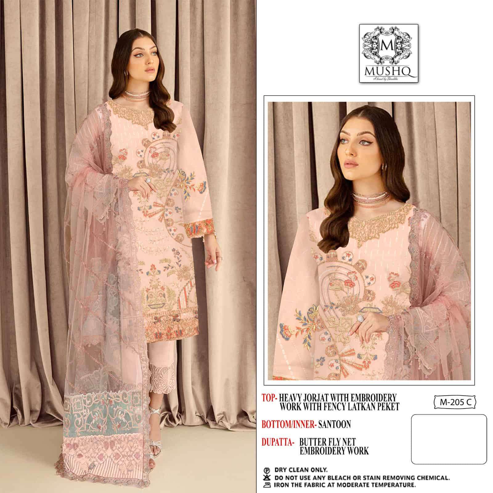 Mushq M 205 Colors Fancy Designer Style Party Wear Pakistani Suit Exporter view 7