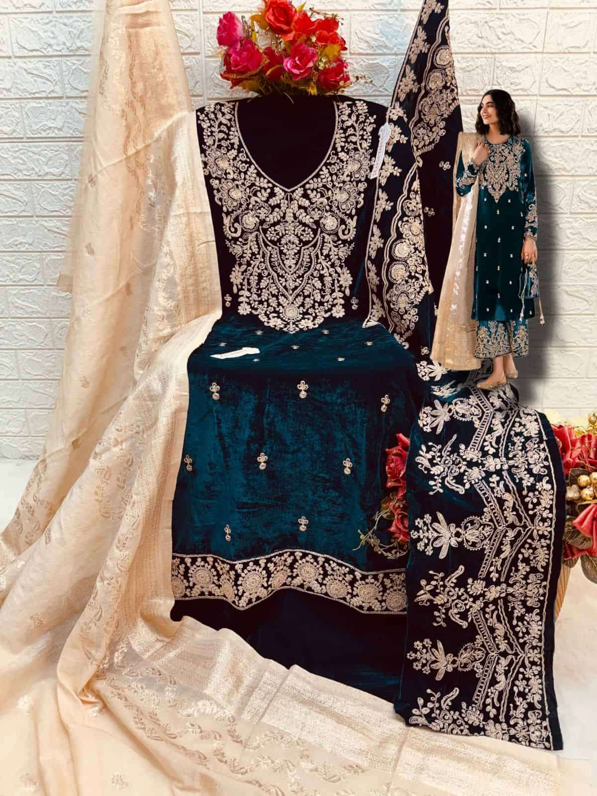 Fepic V 17027 C Festive Wear Style Pakistani Designer Velvet Salwar Suit view 2
