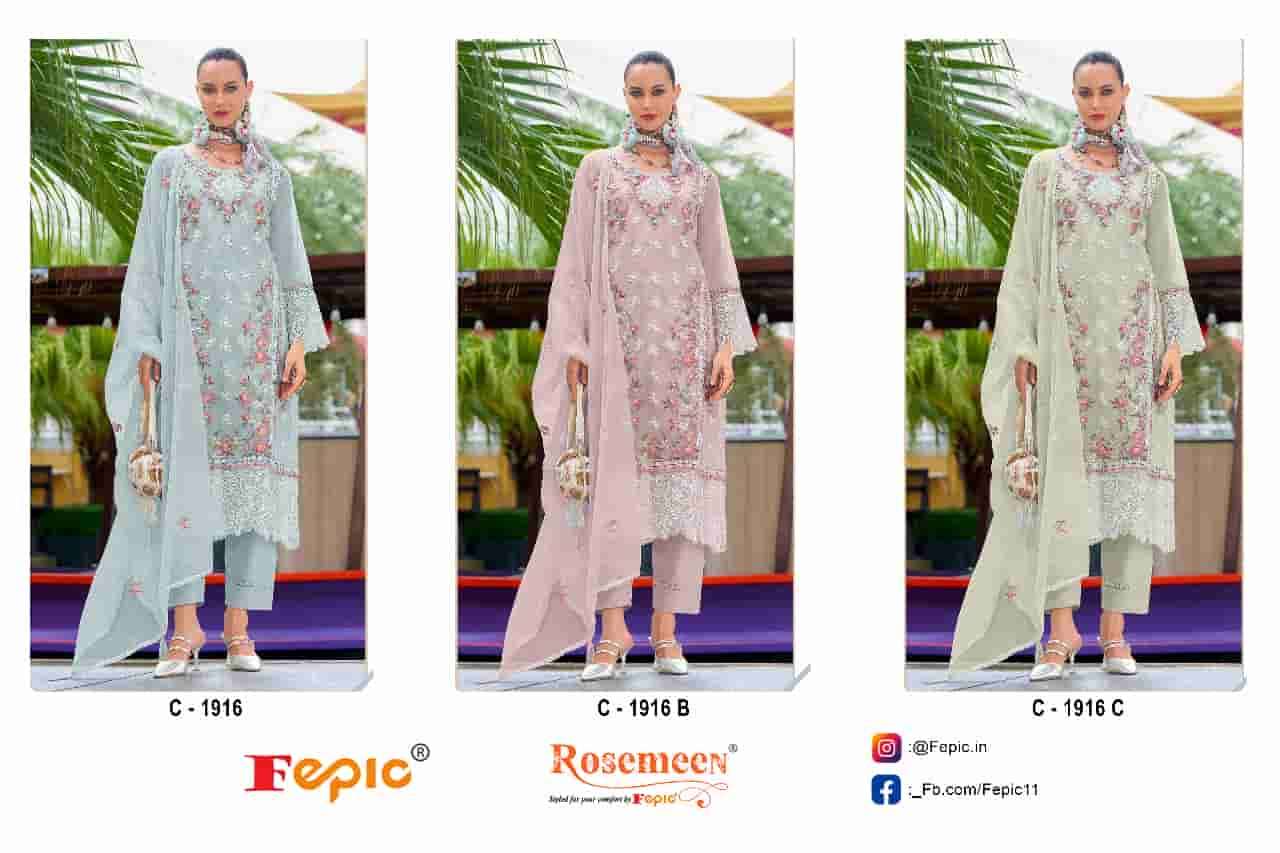 Fepic C 1916 Colors Pakistani Style Designer Organza Salwar Suit Wholesalers view 4