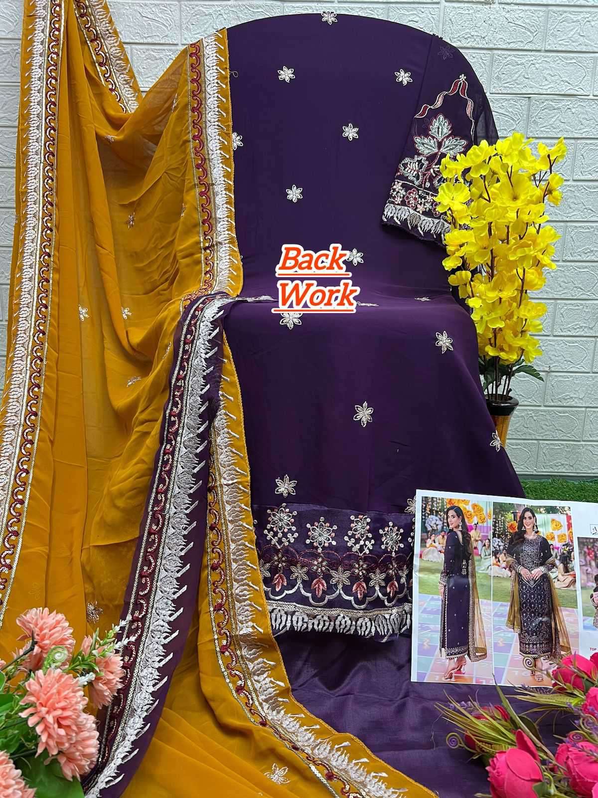 Al Khushu Pakistani Georgette Embroidered Suit view 8