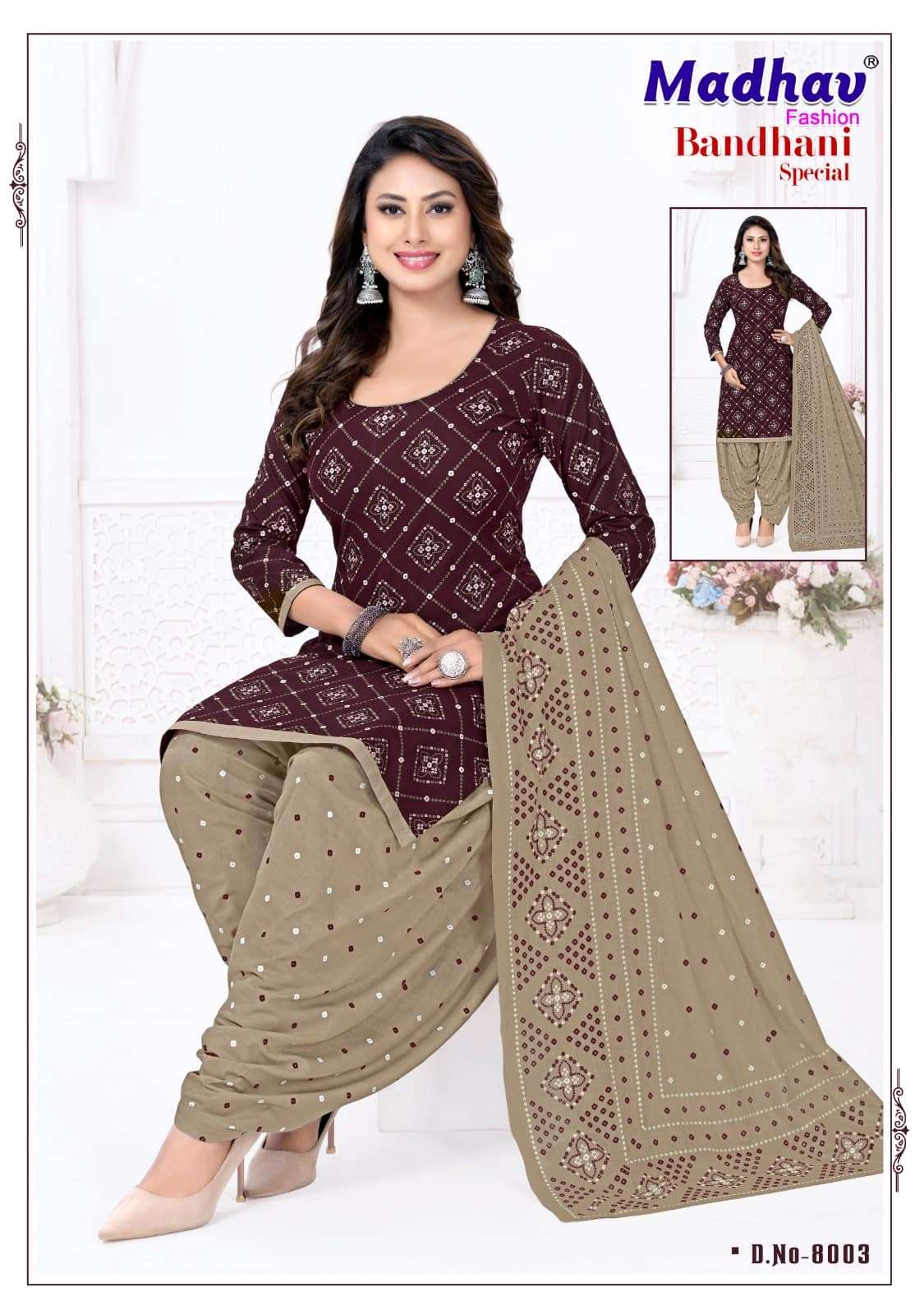 Madhav Fashion Bandhani Special Vol 8 Unstitch Cotton Bandhani Dress view 11