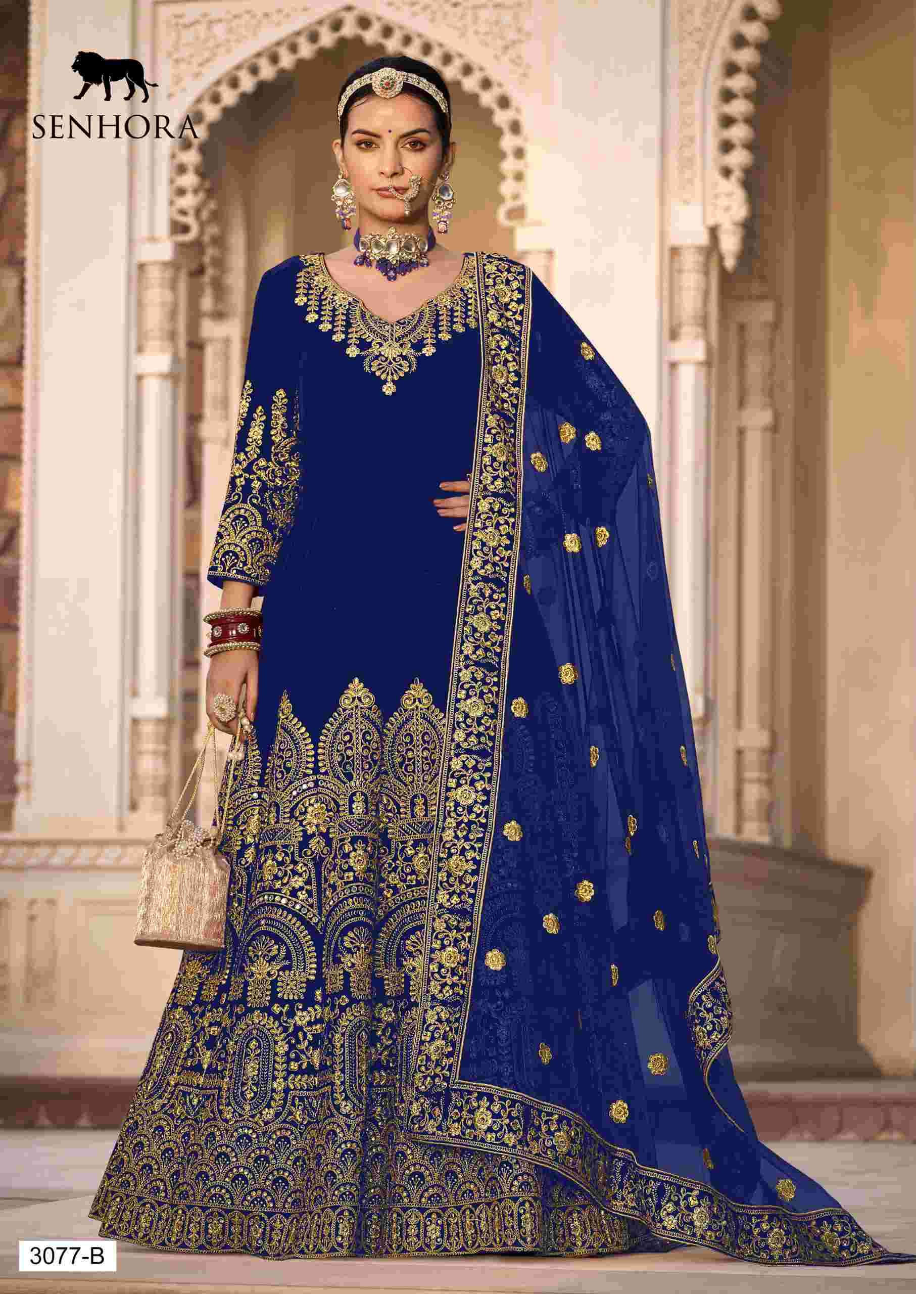 Senhora Riwayat Velvet Bridal Anarkali Gown view 6